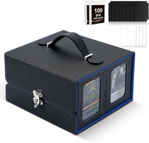 MTG Deck Box, Commander Deck Case Fits 200+ Double-Sleeved Cards, 3-in-1 Magnetic Card Storage Box,Removable Deck Case for TCG/Sports Cards with Handle＆Dice Tray（Black Purple） in Saudi Arabia