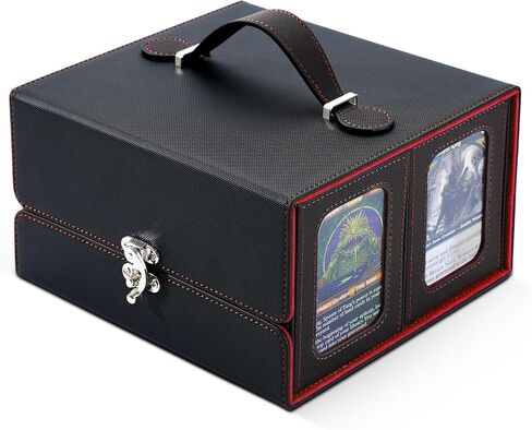 MTG Deck Box, Commander Deck Case Fits 200+ Double-Sleeved Cards, 3-in-1 Magnetic Card Storage Box,Removable Deck Case for TCG/Sports Cards with Handle＆Dice Tray（Black Purple） in Saudi Arabia