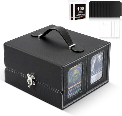 MTG Deck Box, Commander Deck Case Fits 200+ Double-Sleeved Cards, 3-in-1 Magnetic Card Storage Box,Removable Deck Case for TCG/Sports Cards with Handle＆Dice Tray（Black Purple） in Saudi Arabia