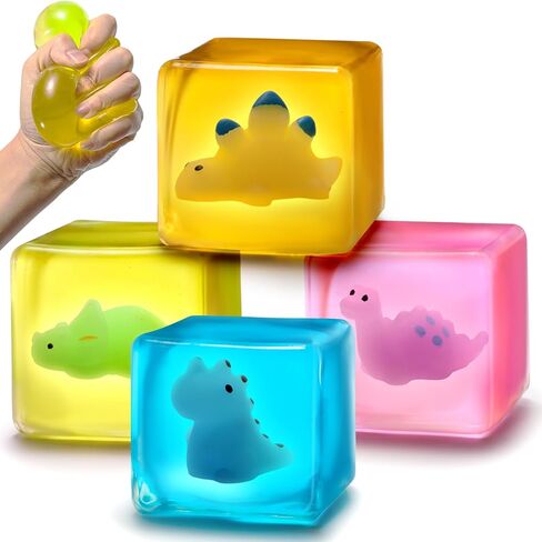 ألعاب فيدجيت، 4 قطع من مكعبات الضغط الإسفنجية لتخفيف التوتر والقلق، آيسيراتوبس، ستيجوسورس وديناصور طويل العنق يتوهج في الظلام لعبة حسية للبالغين والأطفال، هدايا عيد ميلاد. in Kuwait