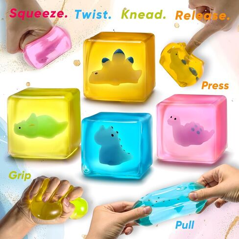 ألعاب فيدجيت، 4 قطع من مكعبات الضغط الإسفنجية لتخفيف التوتر والقلق، آيسيراتوبس، ستيجوسورس وديناصور طويل العنق يتوهج في الظلام لعبة حسية للبالغين والأطفال، هدايا عيد ميلاد. in Kuwait