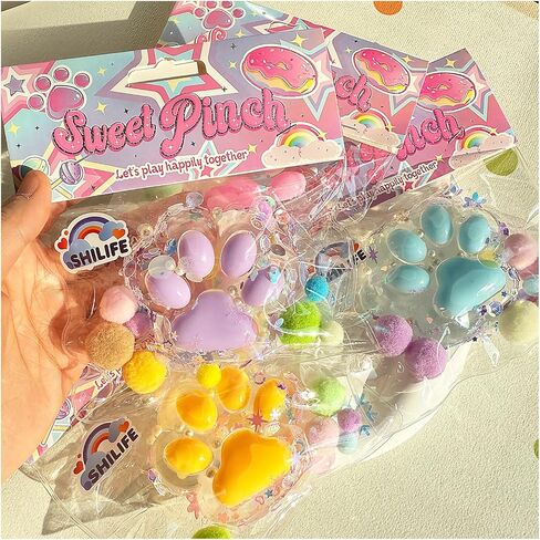 Taba Squishy Crystal Cat Claw Random Color , Kawaii Squishies PVC Toys, Stress Relieving Fur Ball OPP Packaging Gifts|Squishy Fidget Toys for Anxiety & Relaxation|Perfect Desk Accessory (1pcs) in Saudi Arabia