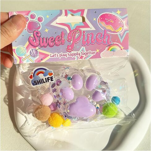 Taba Squishy Crystal Cat Claw Random Color , Kawaii Squishies PVC Toys, Stress Relieving Fur Ball OPP Packaging Gifts|Squishy Fidget Toys for Anxiety & Relaxation|Perfect Desk Accessory (1pcs) in Saudi Arabia