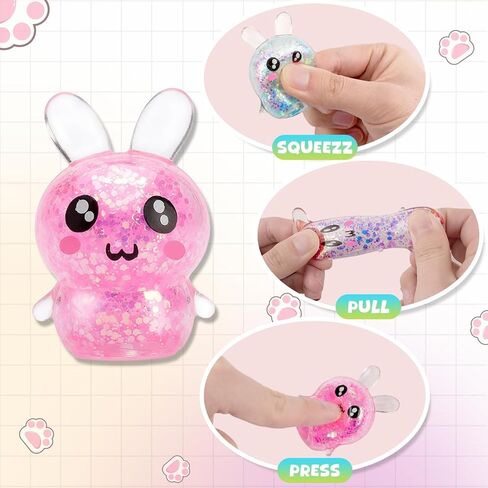 18Pcs Easter Basket Stuffers, 6 Colors Squishy Bunny Stress Balls ,Sensory Fidget Toys for Adults & Kids, Easter Egg Fillers & Party Favors Gifts in Saudi Arabia