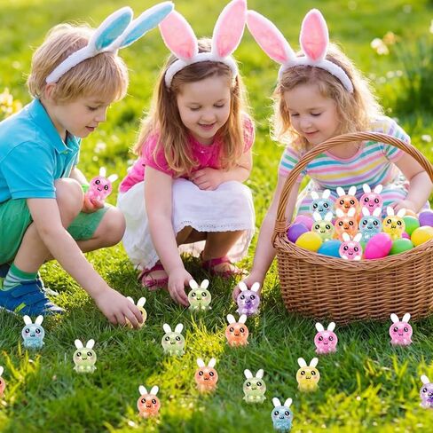 18Pcs Easter Basket Stuffers, 6 Colors Squishy Bunny Stress Balls ,Sensory Fidget Toys for Adults & Kids, Easter Egg Fillers & Party Favors Gifts in Saudi Arabia