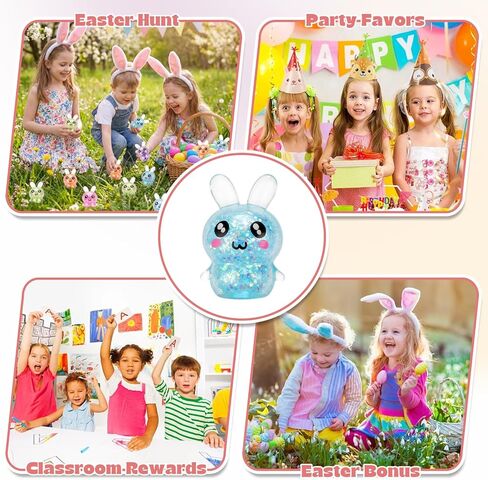 18Pcs Easter Basket Stuffers, 6 Colors Squishy Bunny Stress Balls ,Sensory Fidget Toys for Adults & Kids, Easter Egg Fillers & Party Favors Gifts in Saudi Arabia