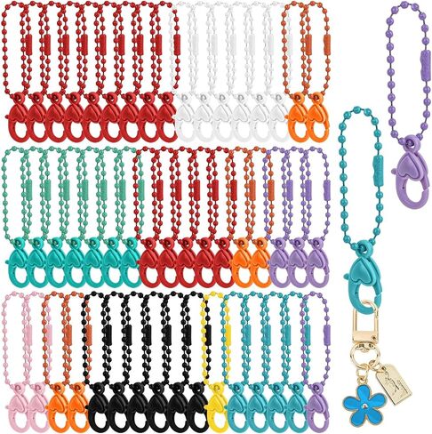 Framendino, 50 Pack Ball Chain Connector with Lobster Clasp Plastic Colorful for Tag Keychains DIY Jewelry Accessories in Saudi Arabia