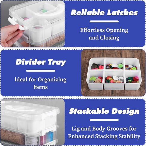 4 Layer Stack & Carry Box, Craft Organizers and Bead Organizer Boxs, Sewing Boxs Organing Handled Organizer Storage Box with 2 Removable Tray for Organizing Sewing, Craft, Supplies White in Saudi Arabia