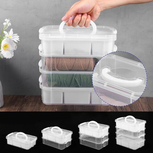 4 Layer Stack & Carry Box, Craft Organizers and Bead Organizer Boxs, Sewing Boxs Organing Handled Organizer Storage Box with 2 Removable Tray for Organizing Sewing, Craft, Supplies White in Saudi Arabia