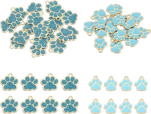 MECCANIXITY Dog Paw Print Charms, Alloy Enamel Footprint Pendants Sparkle Paw Bead Footprint Animal Charms for Necklace Bracelet in Saudi Arabia
