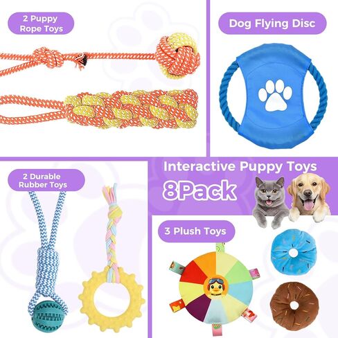 Puppy Play Gym, Small Dogs Indoor Jungle Gym, with 8 Hanging Interactive Funny Enrichment Toys, Puppy Toys to Keep Them Busy, PVC Frame with Bungee Straps (Purple) in Saudi Arabia