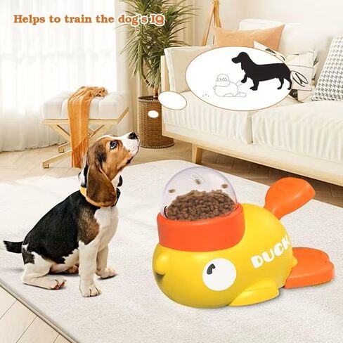 Dog Feeding Dispenser, Interactive Push Type, Slow Food Puzzle Feeding Device, Cute Duck Shaped Design in Saudi Arabia