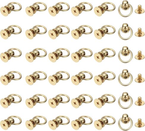 PATIKIL 60 Pcs 0.28"x0.22" Screwback Round Head Rivet with Single Ring, Leather Rivet Kit Metal Handmade DIY Purse Bag Belt Hardware Accessory for Leather Crafting Handbags,Light Gold in Saudi Arabia