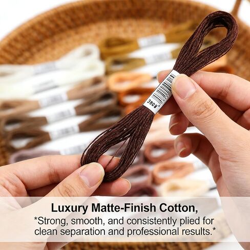 Embroidery Thread & Floss, 20-Color Brown Series Cotton Thread, 8 Meters/Skein (160M Total), for Friendship Bracelets, Cross Stitch & Tassels in Saudi Arabia