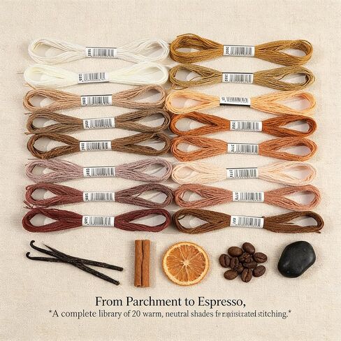 Embroidery Thread & Floss, 20-Color Brown Series Cotton Thread, 8 Meters/Skein (160M Total), for Friendship Bracelets, Cross Stitch & Tassels in Saudi Arabia