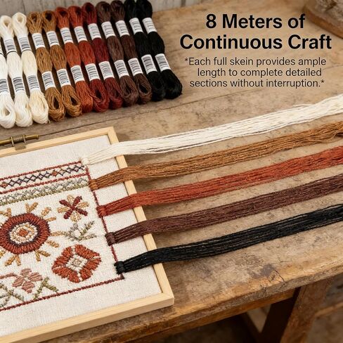 Embroidery Thread & Floss, 20-Color Brown Series Cotton Thread, 8 Meters/Skein (160M Total), for Friendship Bracelets, Cross Stitch & Tassels in Saudi Arabia