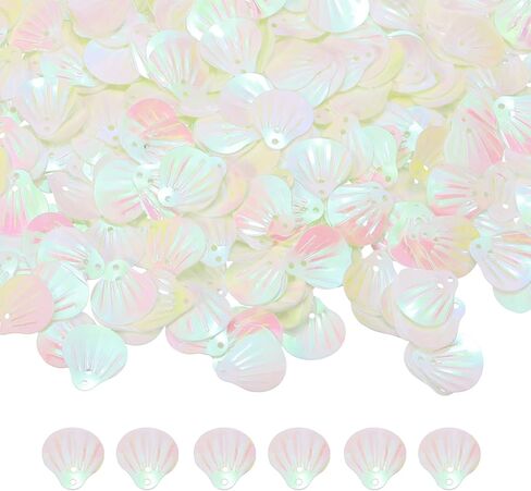 MECCANIXITY 50 Gram Loose Sequins 13mm Seashell Sequins and Spangles with 2 Holes for Earrings Clothing Embroidery Sewing DIY Art Crafts Supplies, Laser Pink Purple in Saudi Arabia
