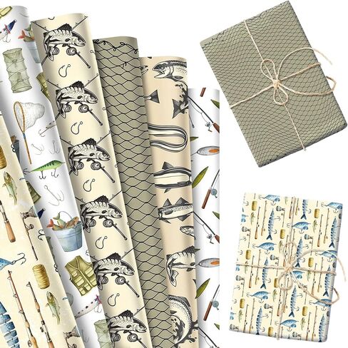 JeVenis 12 Sheets Fishing Gift Wrapping Paper Colorful Fish Gift Wrap Paper for Baby Shower Fishing Theme Birthday Party DIY Craft 28 x 20 Inches in Saudi Arabia