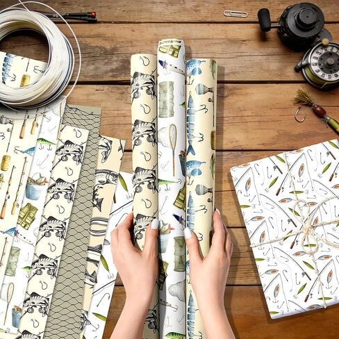JeVenis 12 Sheets Fishing Gift Wrapping Paper Colorful Fish Gift Wrap Paper for Baby Shower Fishing Theme Birthday Party DIY Craft 28 x 20 Inches in Saudi Arabia
