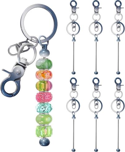 uxcell 6 Pcs Beadable Keychain, Keychain Making Supplies, Blank Bead Metal Chain Bars for DIY Crafts Jewelry Making Gift, Black/White Gradient in Saudi Arabia