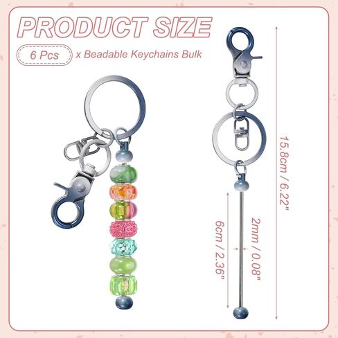 uxcell 6 Pcs Beadable Keychain, Keychain Making Supplies, Blank Bead Metal Chain Bars for DIY Crafts Jewelry Making Gift, Black/White Gradient in Saudi Arabia