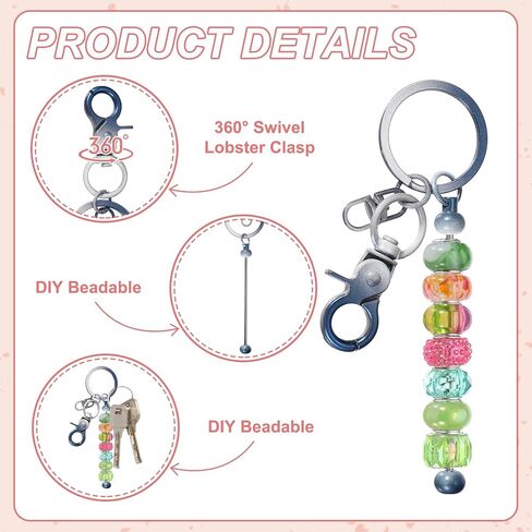uxcell 6 Pcs Beadable Keychain, Keychain Making Supplies, Blank Bead Metal Chain Bars for DIY Crafts Jewelry Making Gift, Black/White Gradient in Saudi Arabia