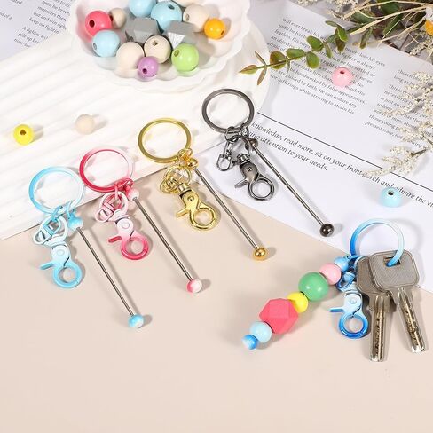 uxcell 6 Pcs Beadable Keychain, Keychain Making Supplies, Blank Bead Metal Chain Bars for DIY Crafts Jewelry Making Gift, Black/White Gradient in Saudi Arabia