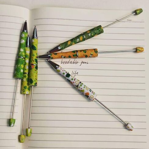 Diy Pens Beadable Pens Clover Seed Pen Craft Beading Pen,12-Pack Leaf Clover Pens Creative leaves Ballpoint Pen, Bulk Stationery for Arts & Crafts, Party Favors, Supplies in Kuwait