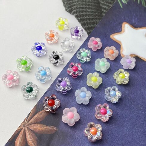 150Pcs Acrylic Flower Beads Candy Color Transparent Plastic Pastel Spacer Beads with Hole for DIY Crafts Wind Chimes Suncatcher Necklaces Bracelets Earrings Jewelry Making(Deep Purple) in Saudi Arabia