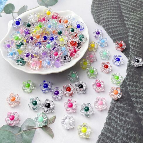 150Pcs Acrylic Flower Beads Candy Color Transparent Plastic Pastel Spacer Beads with Hole for DIY Crafts Wind Chimes Suncatcher Necklaces Bracelets Earrings Jewelry Making(Deep Purple) in Saudi Arabia