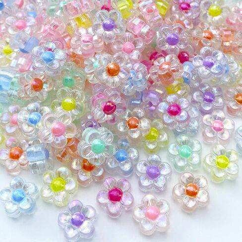 150Pcs Acrylic Flower Beads Candy Color Transparent Plastic Pastel Spacer Beads with Hole for DIY Crafts Wind Chimes Suncatcher Necklaces Bracelets Earrings Jewelry Making(Deep Purple) in Saudi Arabia