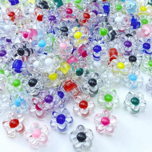 150Pcs Acrylic Flower Beads Candy Color Transparent Plastic Pastel Spacer Beads with Hole for DIY Crafts Wind Chimes Suncatcher Necklaces Bracelets Earrings Jewelry Making(Deep Purple) in Saudi Arabia