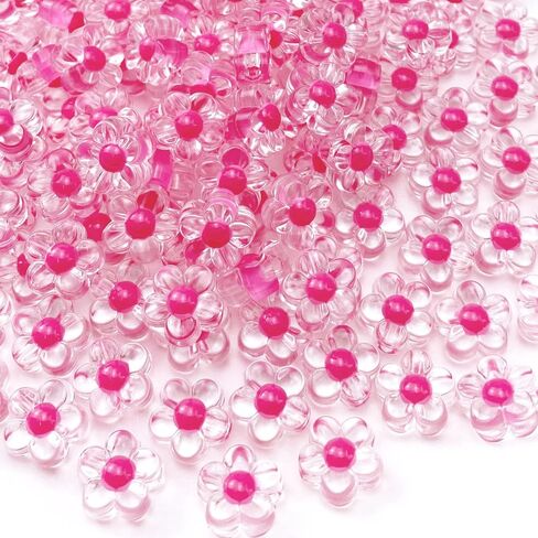 150Pcs Acrylic Flower Beads Candy Color Transparent Plastic Pastel Spacer Beads with Hole for DIY Crafts Wind Chimes Suncatcher Necklaces Bracelets Earrings Jewelry Making(Deep Purple) in Saudi Arabia