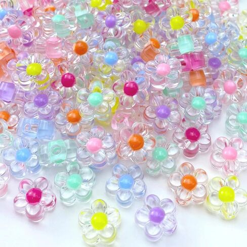 150Pcs Acrylic Flower Beads Candy Color Transparent Plastic Pastel Spacer Beads with Hole for DIY Crafts Wind Chimes Suncatcher Necklaces Bracelets Earrings Jewelry Making(Deep Purple) in Saudi Arabia
