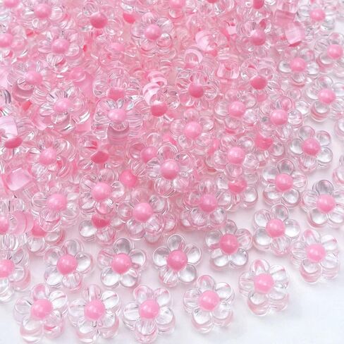 150Pcs Acrylic Flower Beads Candy Color Transparent Plastic Pastel Spacer Beads with Hole for DIY Crafts Wind Chimes Suncatcher Necklaces Bracelets Earrings Jewelry Making(Deep Purple) in Saudi Arabia