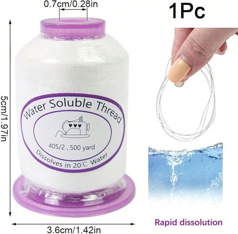 500 Yards/Roll Water Soluble Thread Yarn Water Soluble Sewing Thread White Cord String for Balloons Basting Quilting Sewing Crafts Hanging Tags (White) in Saudi Arabia