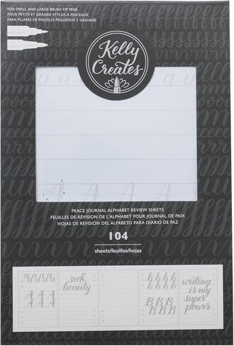 Kelly Creates- Peace Journal Alphabet Review Sheets, 104 sheets, For Small and Large Brush Tip Pens in Saudi Arabia