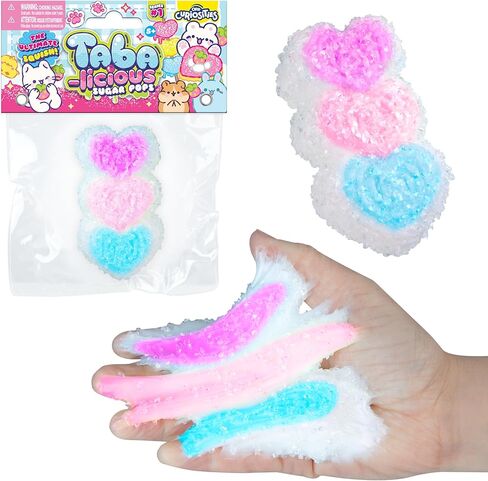 لعبة إسفنجية من ORB Tabalicious Sugar Pops TABA Rainbow ثلاثية القلب - قلوب مرتبطة باللون الأرجواني والوردي والأزرق مع بريق - إسفنجات TABA الناعمة اللزجة - ألعاب تململ كرة الضغط الإسفنجية الممتعة للأطفال والكبار in Saudi Arabia