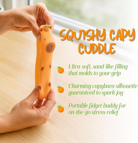 3 inch Kawaii Stretchy Sand Capybara Toy in Assorted Colors, 12 Piece Display in Saudi Arabia