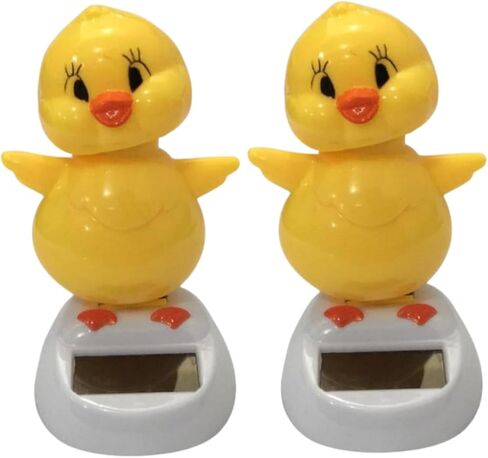 2Pcs Solar Powered Dancing Chick, Solar Bobblehead Chicken, Solar-Powered Car Charm, Cartoon Bobble Head Chick Ornaments Figures for Car Dashboard, Bobbleheads for Car Dashboard, Solar Power Kits in Saudi Arabia