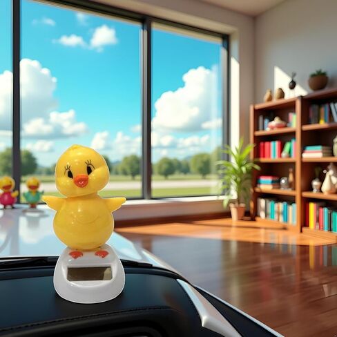 2Pcs Solar Powered Dancing Chick, Solar Bobblehead Chicken, Solar-Powered Car Charm, Cartoon Bobble Head Chick Ornaments Figures for Car Dashboard, Bobbleheads for Car Dashboard, Solar Power Kits in Saudi Arabia