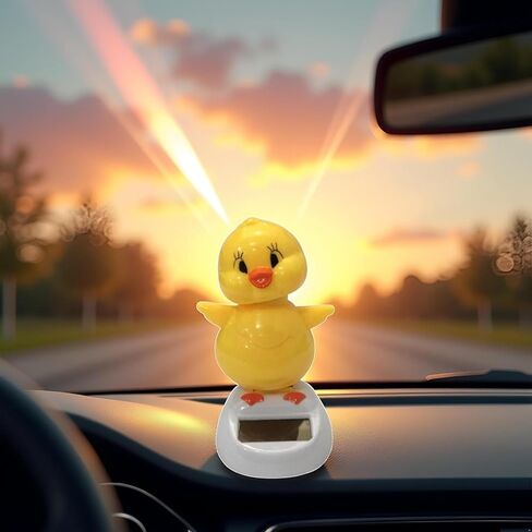 2Pcs Solar Powered Dancing Chick, Solar Bobblehead Chicken, Solar-Powered Car Charm, Cartoon Bobble Head Chick Ornaments Figures for Car Dashboard, Bobbleheads for Car Dashboard, Solar Power Kits in Saudi Arabia