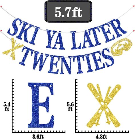 Ski Ya Later Twenties Banner, Apres Ski Birthday Party Decorations, RIP 20s, 30th Skiing Birthday Party Decoration, Sport Skier Bday Party Decorations Blue Glitter in Saudi Arabia