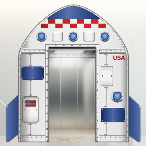 Outer Space Door Banner Galaxy Alien Theme Door Decoration Rocket ship Indoor Backdrop Spaceship Party Supplies Decor Space Station Studio Photo booth Props Spaceship Hatch Wall Decor for Boys Bedroom in Saudi Arabia