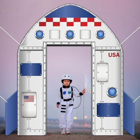 Outer Space Door Banner Galaxy Alien Theme Door Decoration Rocket ship Indoor Backdrop Spaceship Party Supplies Decor Space Station Studio Photo booth Props Spaceship Hatch Wall Decor for Boys Bedroom in Saudi Arabia