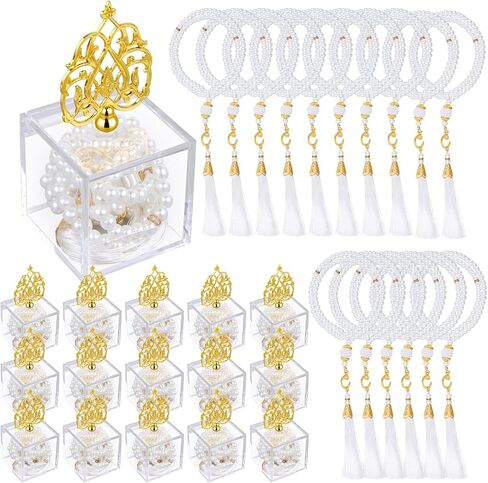 16 pcs Muslim Prayer Beads Sets with Storage Box Islamic Eid Party Gifts Religious Jewelry Favors for Ramadan Hajj Tasbih Ayatul Kursi Umrah Wedding Party (Multicolor) in Kuwait