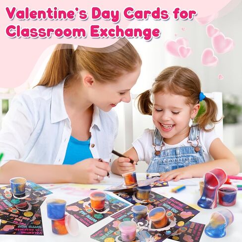 28 حزمة من بطاقات عيد الحب للأطفال في المدرسة مع جالاكسي سلايم، ألعاب سلايم بطابع الفضاء مع بطاقات عيد الحب للأطفال في الفصل الدراسي وهدايا التبادل، هدايا الحفلات المدرسية للأولاد والبنات in Kuwait