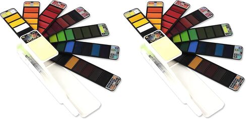 The Original Fan-PAN Travel Watercolor Paint Set - 42 Assorted Colors Foldable Portable Smart Kit with Water Paintbrush for Easy Plein Air, Field & Outdoor On The Go Painting in Saudi Arabia