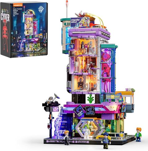 Cyber Couture Galleria Building Set - Cyberpunk Neon City Future Style Toy with Light Kit for Home Decor - Amazing Gift Idea for Boys & Girls, Adults & Sci-fi Lovers, 2701 Pcs in Kuwait