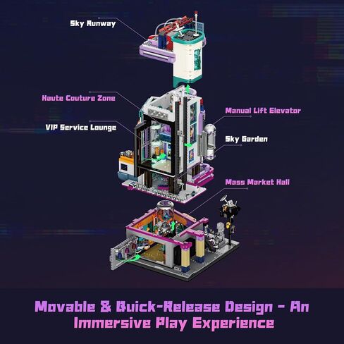 Cyber Couture Galleria Building Set - Cyberpunk Neon City Future Style Toy with Light Kit for Home Decor - Amazing Gift Idea for Boys & Girls, Adults & Sci-fi Lovers, 2701 Pcs in Kuwait